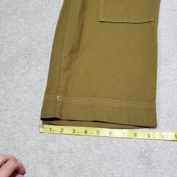 OLD NAVY Utility Straight Leg Pants 30" High Rise Carpenter Satin Moss Womens 16 - Picture 15 of 15
